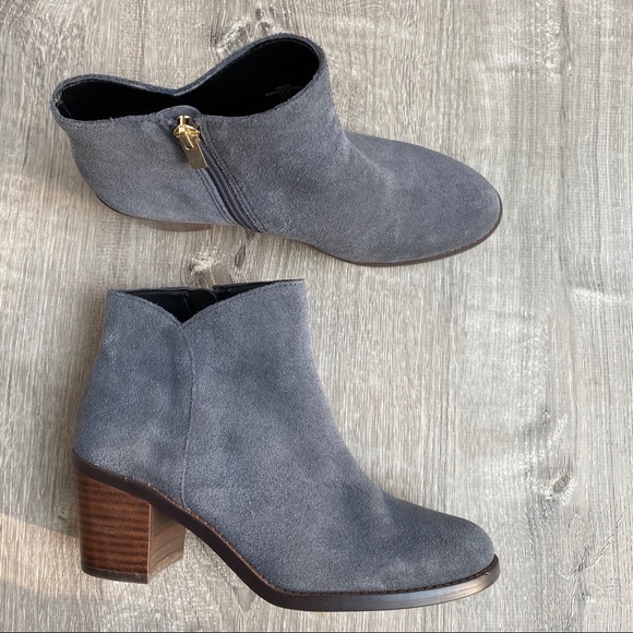 Lands' End Shoes - Lands End Grey Suede Zipper Harris Booties 7